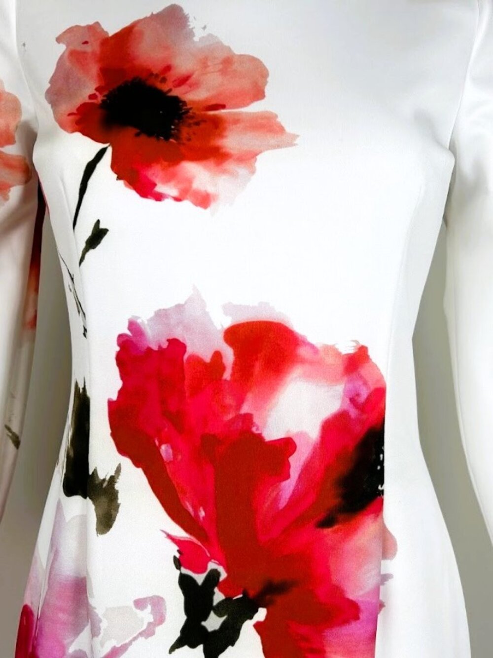 Rickie Freeman For Teri Jon Women White Floral-Print Scuba Dress Size 10 $480 - Picture 4 of 10